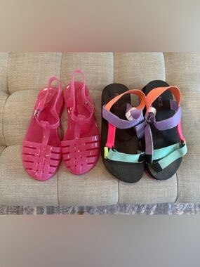 The Children's Place Pink Jelly Sandals and Multicolor Strap Sandals